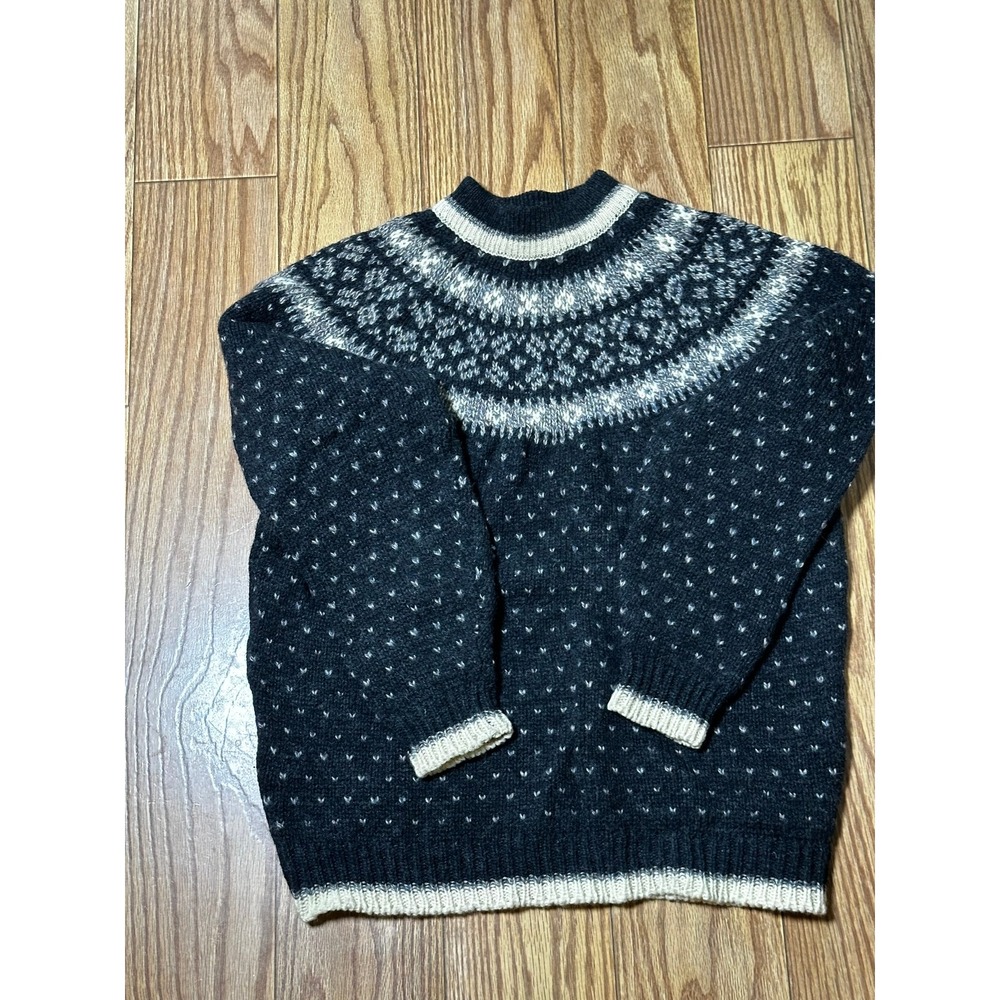 Vintage Umberto Shetland Wool Sweater Large Gray Fair Isle Nordic 1980s Mens L